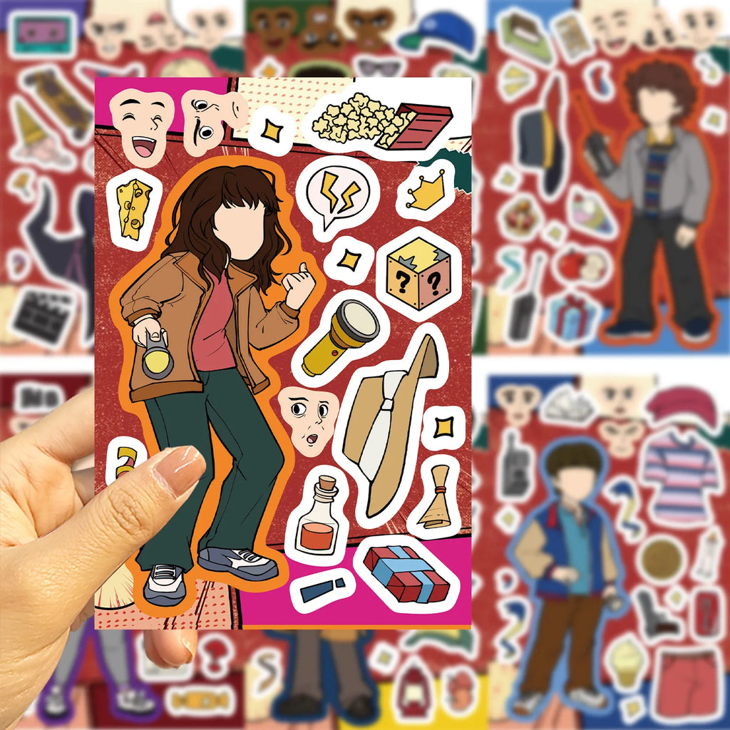 8/16 Pcs Cartoon People Jigsaw Puzzle Stickers DIY Toys for Reward Stationery Box Notebook Fridge Helmet Suitcase Piano