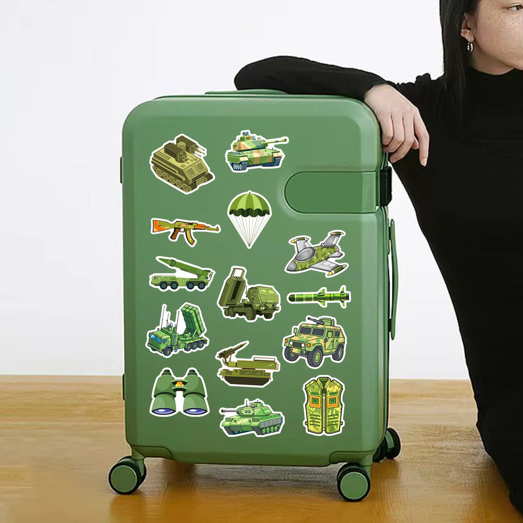 50/100 Pcs Tank Missile Helicopter Military Camouflage Equipment Enthusiast Stickers for Cup Skate Suitcase Helmet Car Bicycle