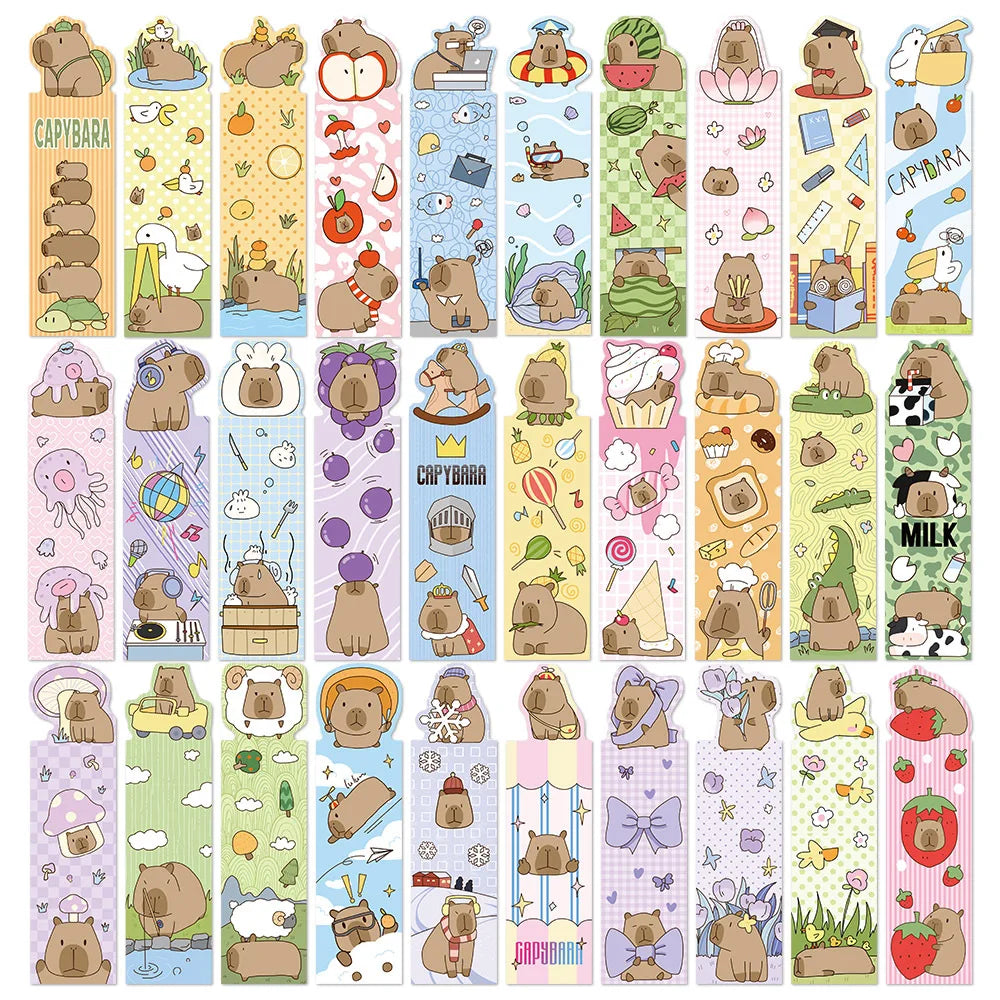 30 Cute Cartoon Capybara Bookmark Small Niche Decoration Reading Book Bookmark Desk Hand Account Portable Bookmark