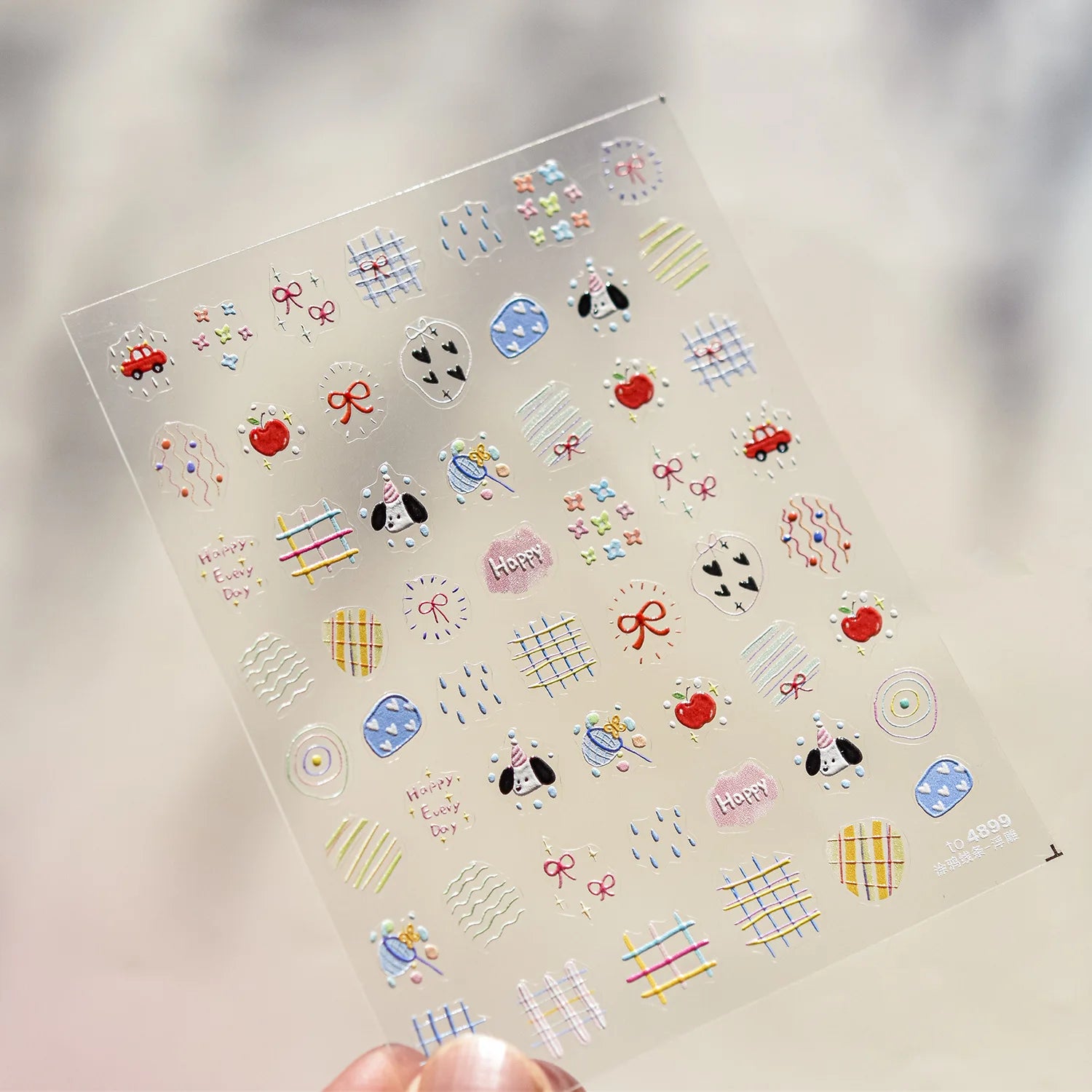 Cute Graffiti Lines Nail Art Stickers 5D Embossed Butterfly Rabbit Nail Art Accessory Stickers DIY Japanese Self Adhesive Decals