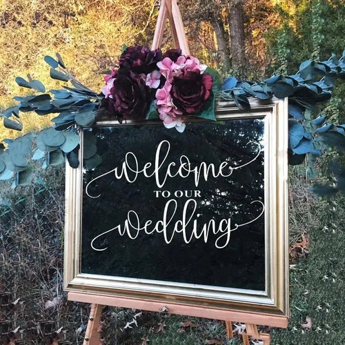 1pc, Wedding Welcome Mirror Vinyl Sticker, Wedding Party Decor, Wedding Sign, Vinyl Mural, Wedding Decor, Wedding Supplies