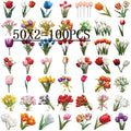 50/100 Tulip Stationery Notebook Pen Holder Sticker Pack Waterproof Transparent PET Decorative Guitar Stickers
