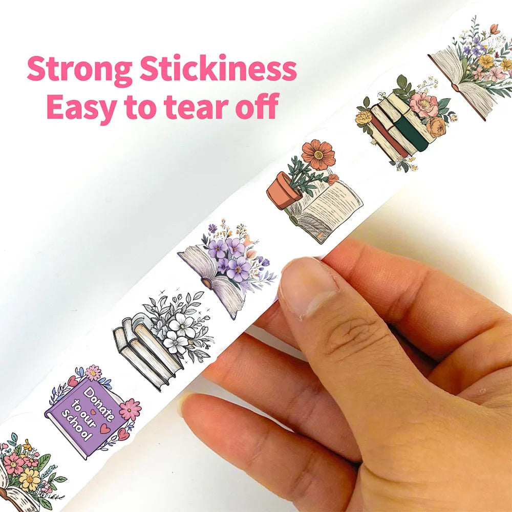 500PCS Reading Flowers Roll Stickers Notebook Laptops Graffiti DIY Gift Phone Home Decorative Waterproof Aesthetic Stickers