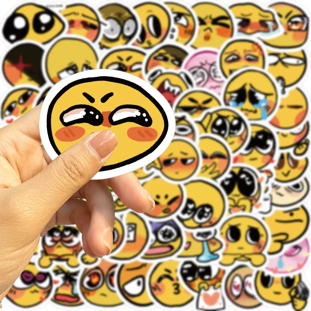 60Pcs Face Stickers - Yellow Emoticon Sticker Vinyl Waterproof Decals Party Favors for Kids Cute Kawaii Stickers for Water Bottl