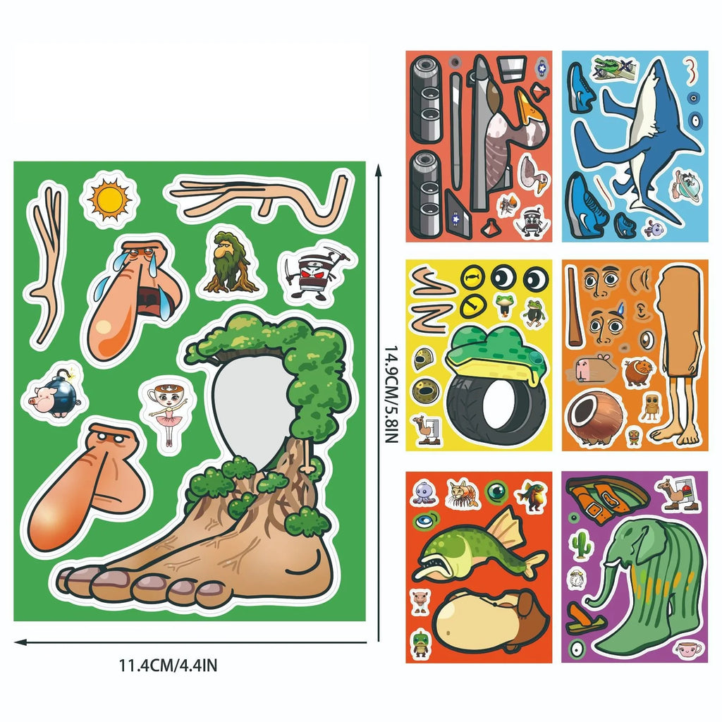 8/16/24PCS Cartoon Mountain Seafood Puzzle Sticker Fun Toy DIY Handmade Puzzle Stationery Notebook Sticker