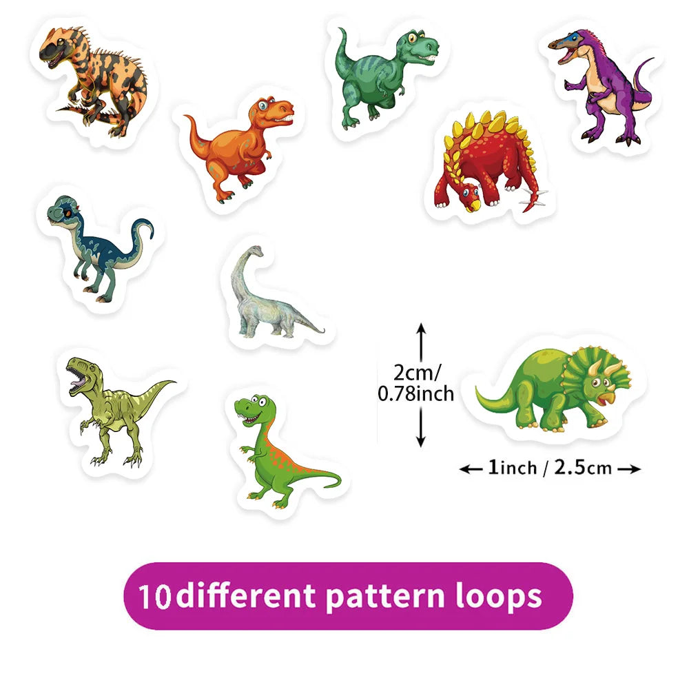 500PCS Cartoon Fun Dinosaur Learning Reward Stickers 10 pieces 2.5cm/1.0-inch Dinosaur Learning Reward Set Party Gift Stamps