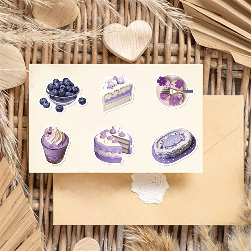 10/30/56PCS Cartoon Purple PVC Sticker Aesthetic Children's Korean Decoration Scrapbooking Stationery School Supplies for Kids