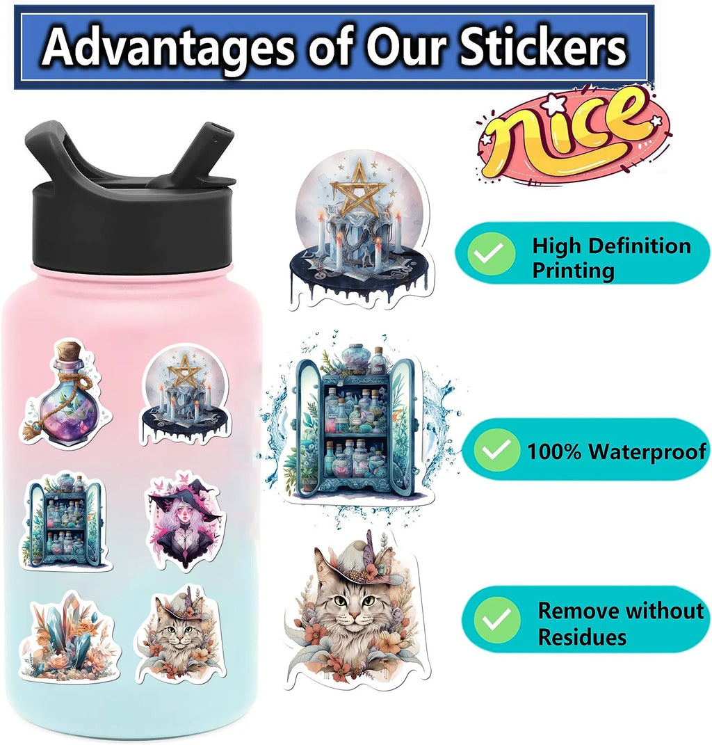 50/100PCS Realistic Witch Graffiti Stickers Decorative Guitar Notebook Luggage DIY Waterproof Stationery Stickers