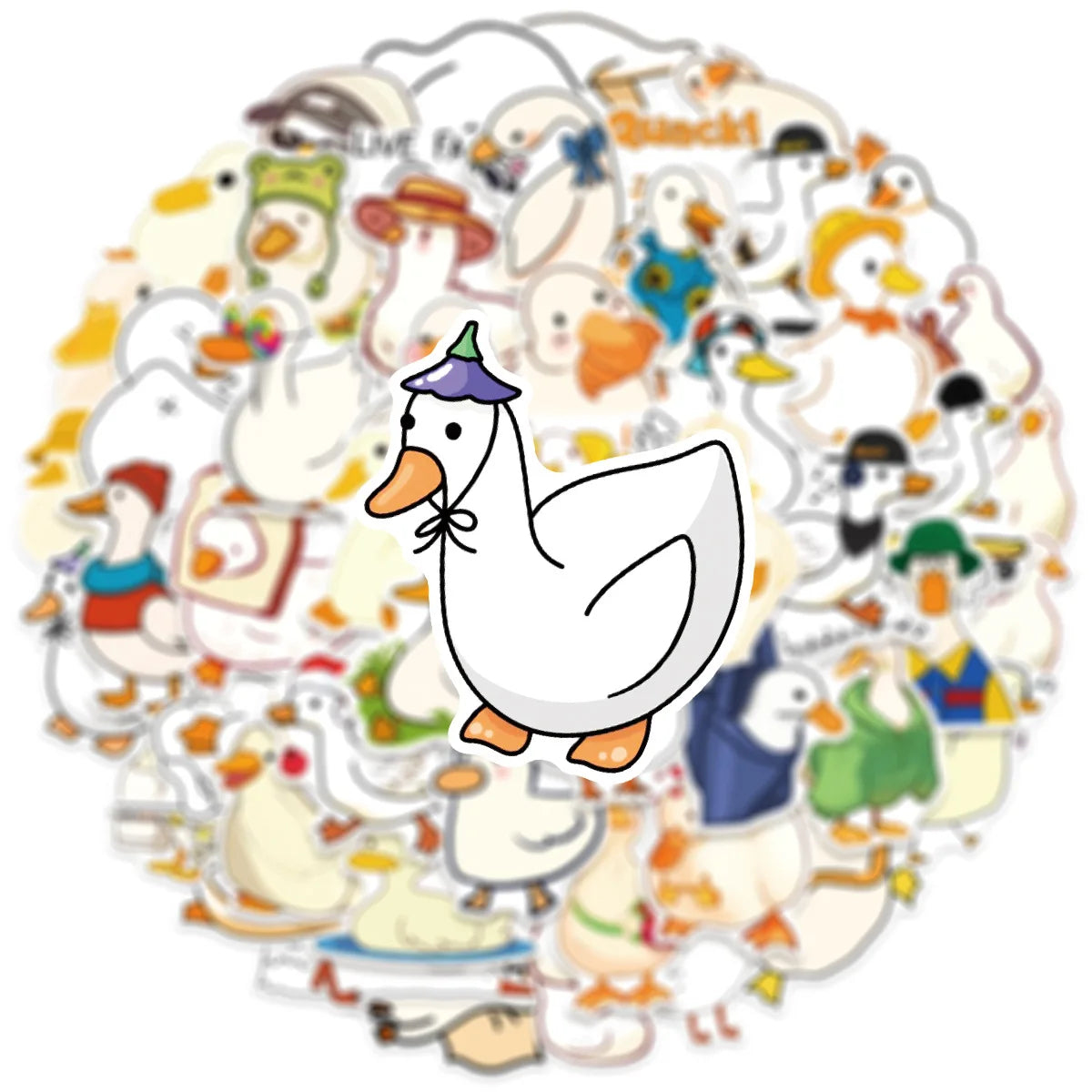 50-Pack Cute Cartoon Duck Creative Stickers DIY Mobile Desktop Organizer Stationery Notebook Decorative Stickers