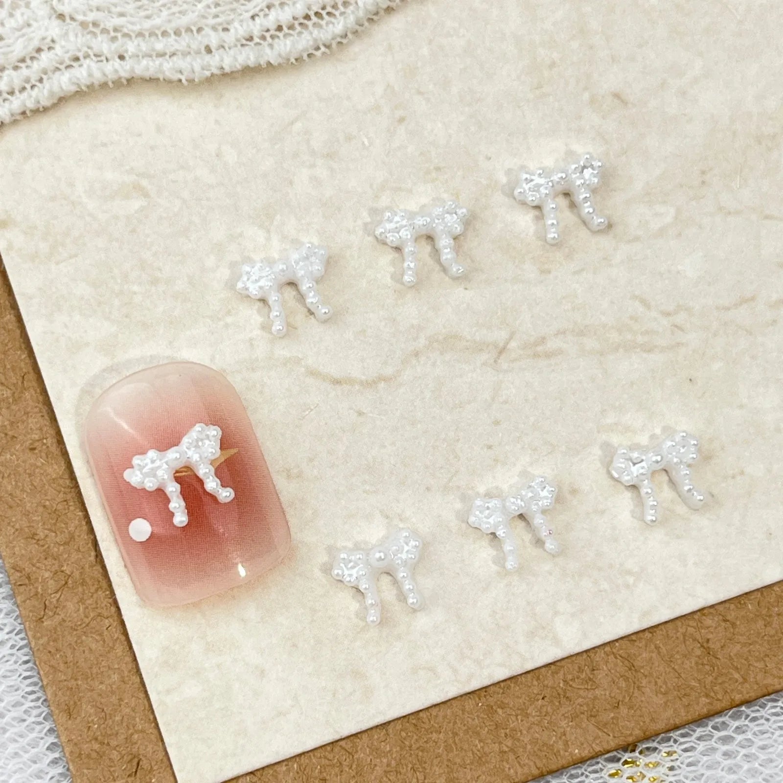 10pc Cute 3D Resin Pearl Bow Nail Art Charms Macaron Imitation Japanese Preal Bowknot Ribbon Nail Decorations DIY Nail Accessory
