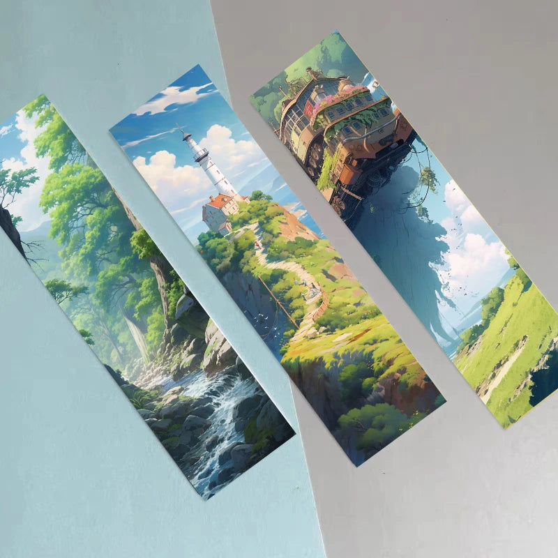 30/60PCS Hayao Miyazaki Manga Style Bookmarks Creative Student Gifts DIY Art Decoration Reading Book Comic Style Cards Bookmark