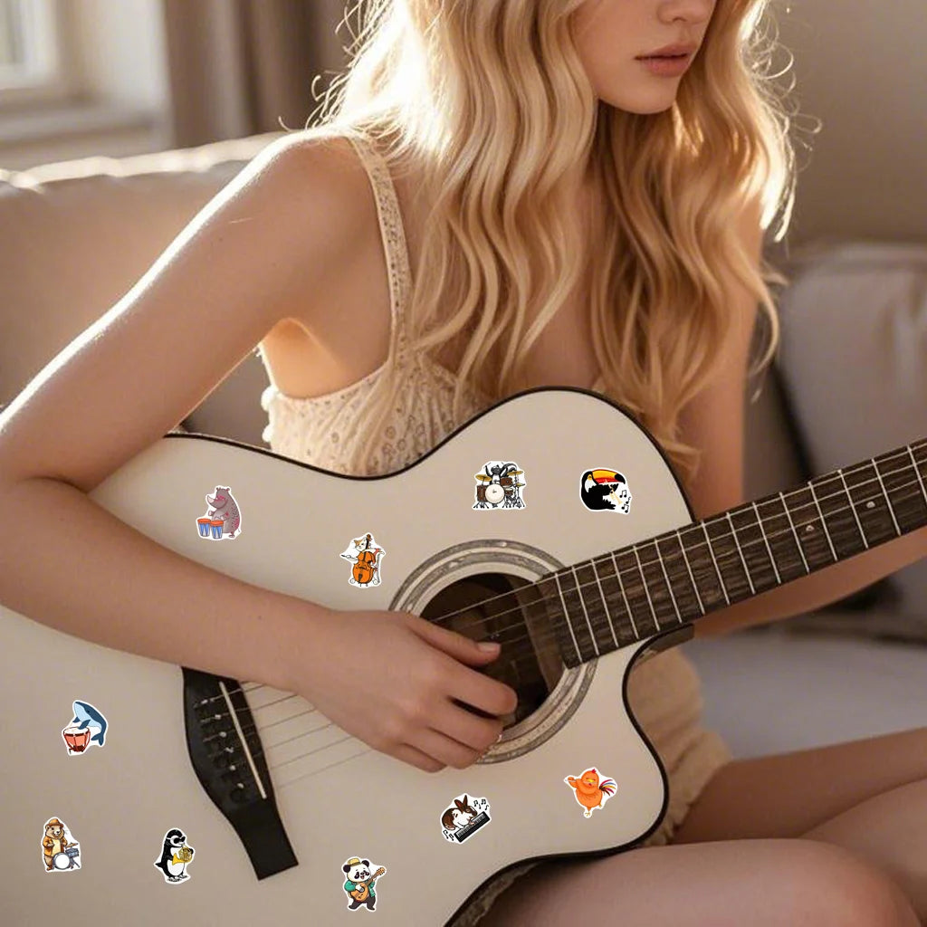 1Roll(500Pcs) Cute Animals Band Group Pattern Stickers 2.5cm/1.0'' 10 Designs Decals Diy Adorn Gifts Packs Home Decor Seal Label