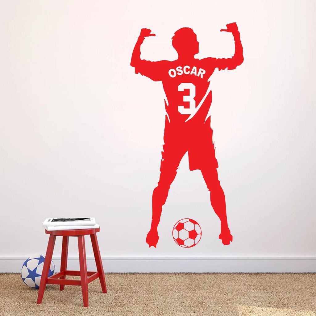 PERSONALISED FOOTBALLER SHIRT WALL ART STICKER BOYS KIDS CHILDREN'S BEDROOM