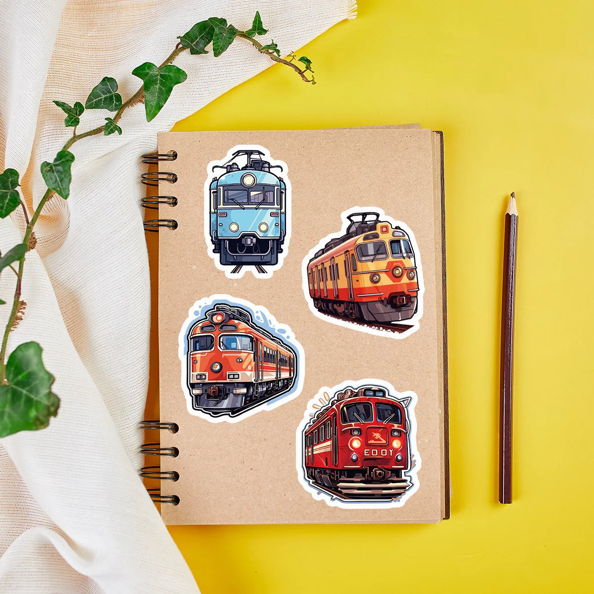 50/100 Pcs Nordic Style Locomotive Doodle Creative Stickers for Laptop Scooter Helmet Fridge Stationery Box Notebook Game Decals