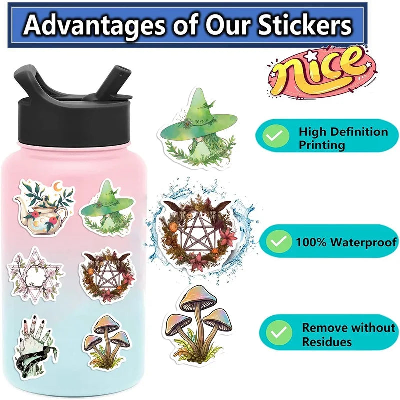10/30/50PCS Kawaii Forest Witch Decoration Scrapbooking PVC Sticker Aesthetic Korean Stationery School Supplies for Kids
