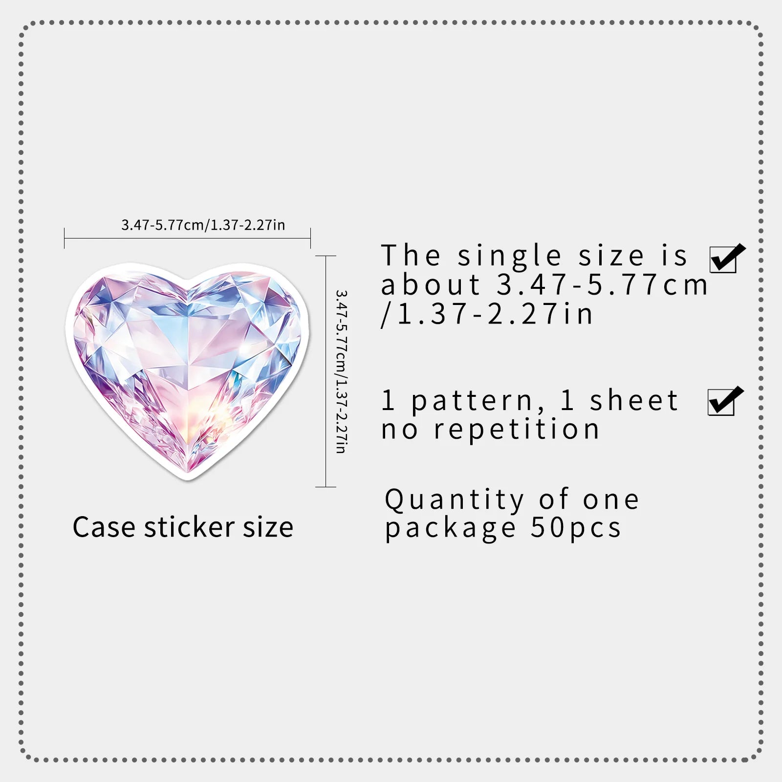 50/100PCS Sparkling Heart Stickers Love Diamond Shape Colorful Cool Decoration Phone Case Notebook Water Cup DIY Stickers