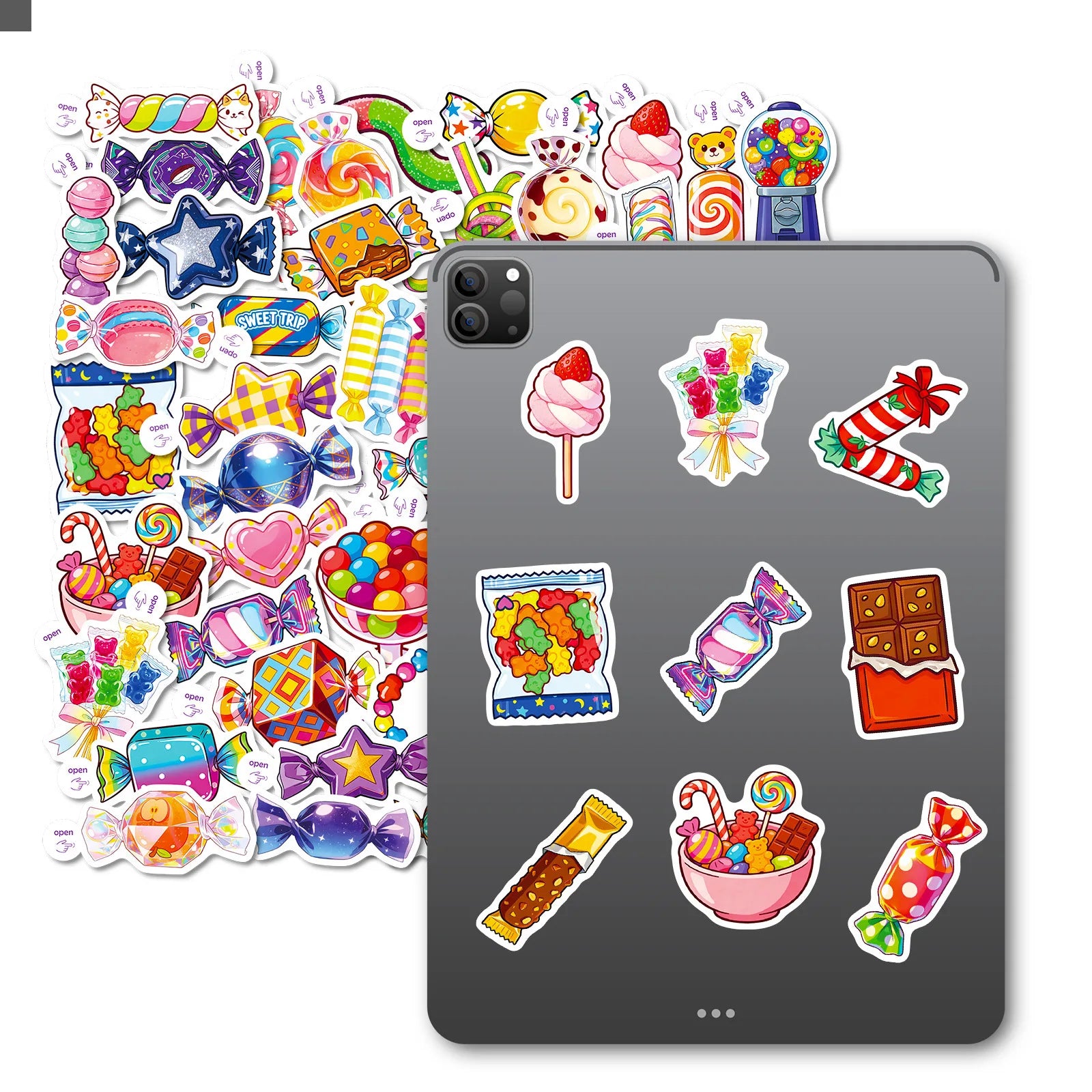 50/100 Pcs Cartoon Colorful Candy Stickers DIY for Stationery Box Phone Lunch Box Reward Atmosphere Decor Waterproof Decals