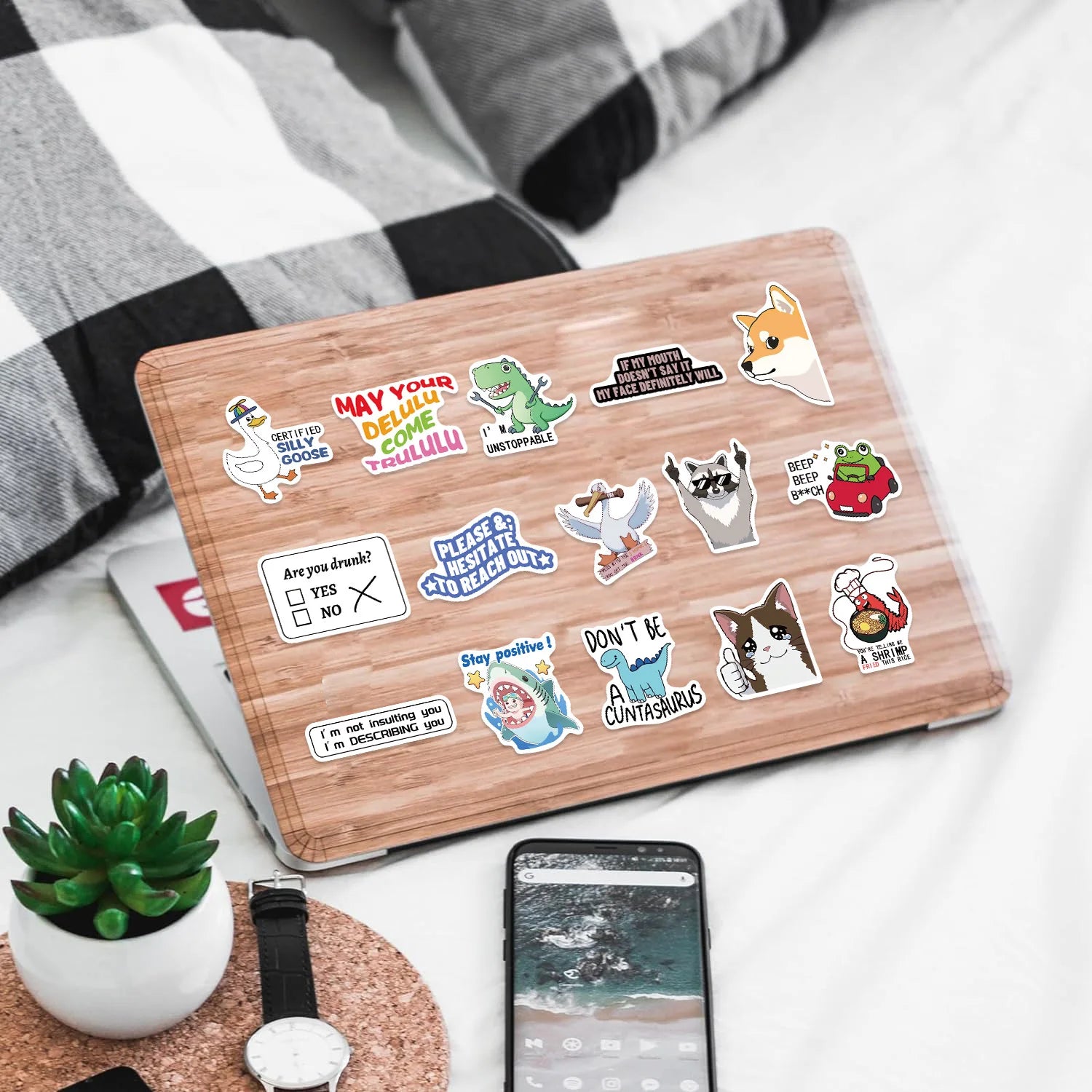 100Pcs Fun Prank Meme Stickers Decorate Guitar Notebook Luggage DIY Waterproof Children Stationary Stickers