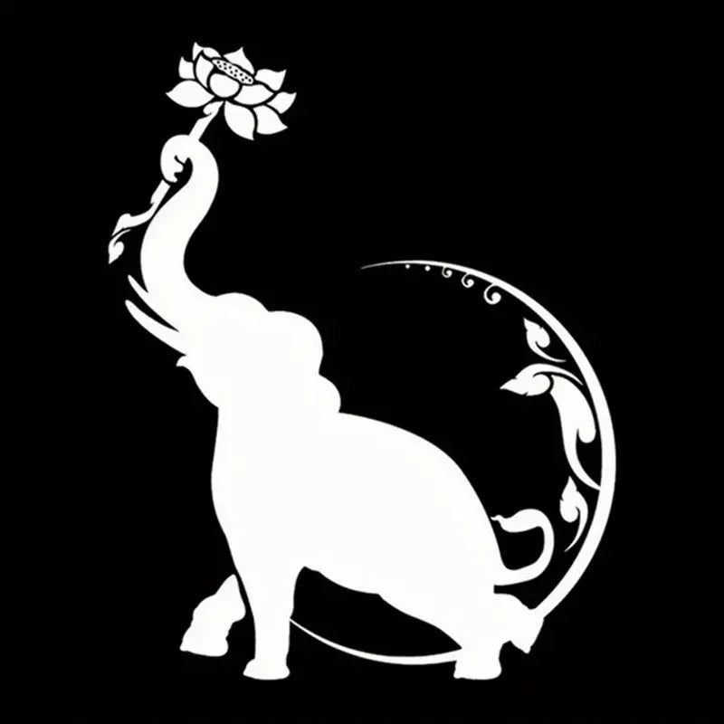 Elephant Flower Moon Vinyl Die-Cut Decal for Car, Truck, Bicycle, Motorcycle, Snowmobile Wall Art Universal Silhouette Sticker