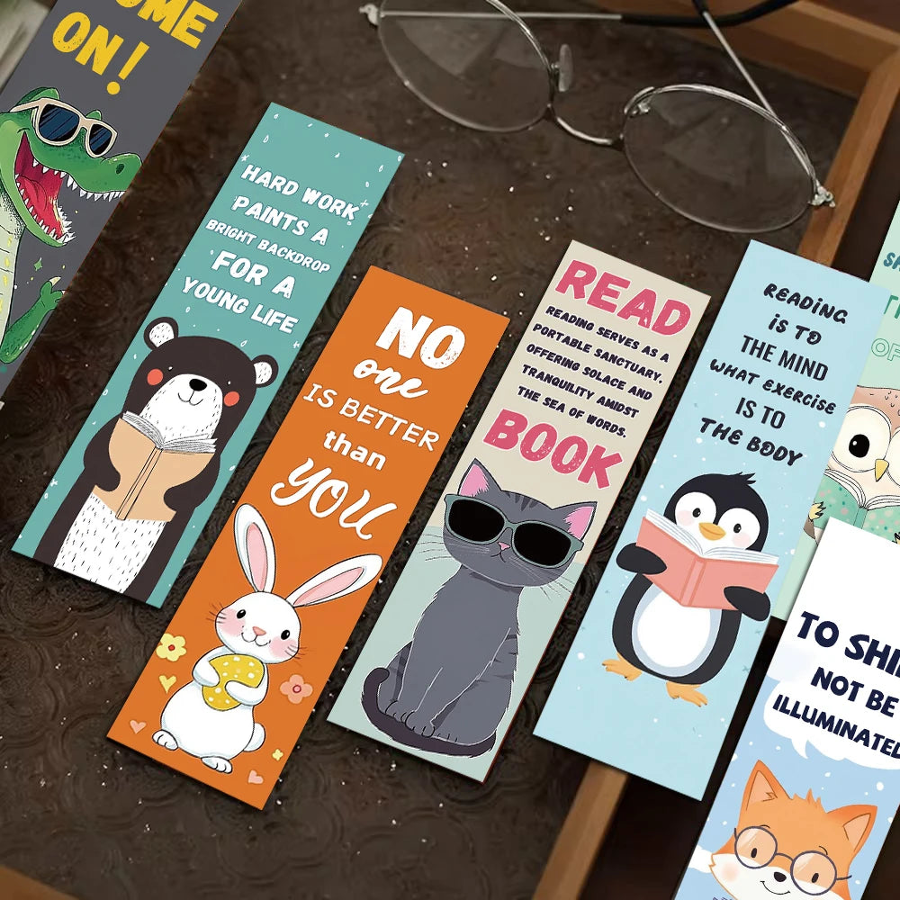 30PCS Animal Reading Bookmarks Annotations Decoration Creative Page Reading Handbook DIY Abstract Living Students Cards Bookmark