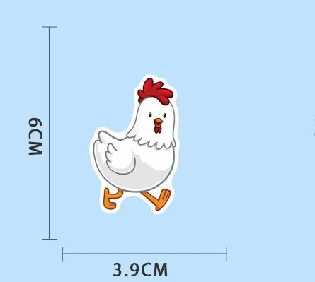 50/100 Pcs Cartoon Funny Hen Rooster No Repeat Doodle Stickers DIY Game for Stationery Box File Holder Phone Vinyl Decals