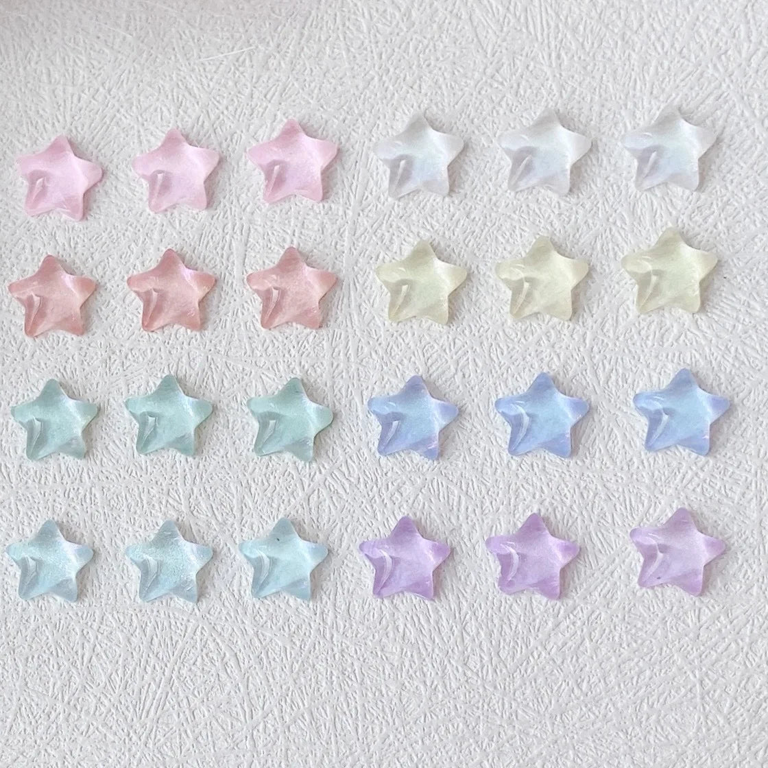 20pc Starry Sky Mocha Star Nail Art Accessory Cute K9 Star Crystals Resin Nail Charms Multicolor Gems Nails Decoration DIY Parts