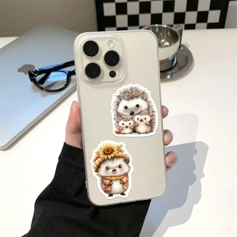 10/30/50PCS Kawaii Simple Hedgehog PVC Sticky Stickers Aesthetic DIY Colored Phone Laptop Luggage Skateboard Graffiti Decals