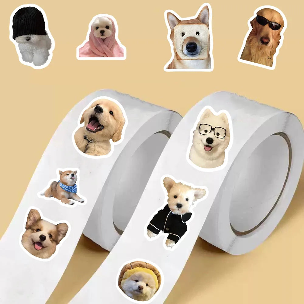 500PCS Kawaii Cute Dog Roll Sticker Cute Waterproof Graffiti Cartoon Cafe Skateboard Car Gift Watercolor Laptop Phone Decals ﻿