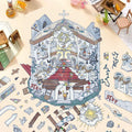 3D Cartoon Landscape Stickers Pink Candy House Miniature World 3D Small House Decompression DIY Scene Hand Account Stickers