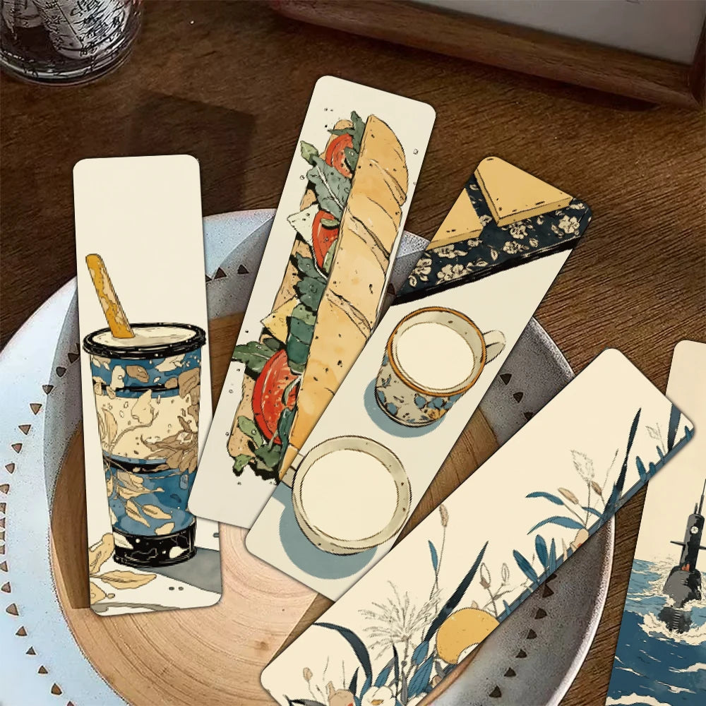 30PCS Cartoon Retro Japanese Bookmarks Nostalgia Aesthetic Books Graffiti Book Teacher Reward Exquisite Gifts Rounded Bookmarks