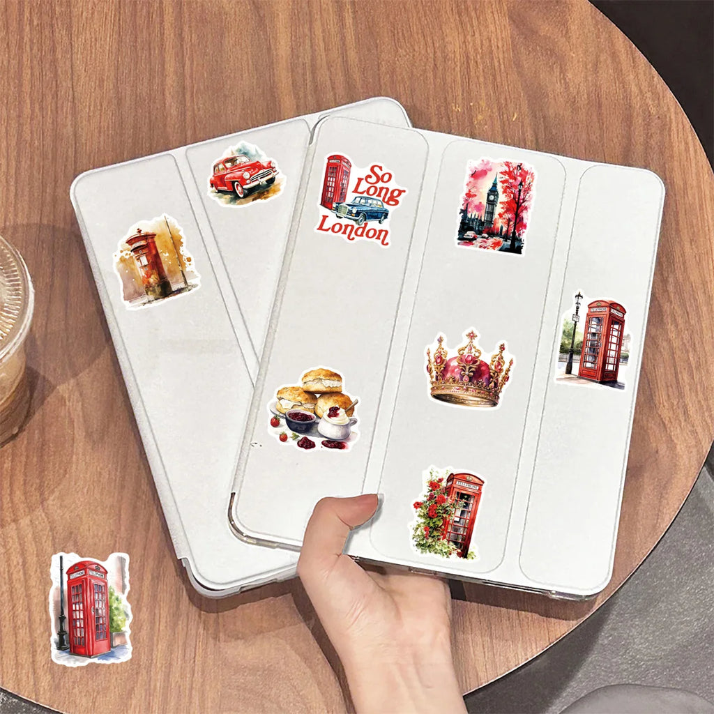 50/00PCS Watercolor UK London Stickers Personalized Decoration Guitar Notebook Luggage DIY Waterproof Stickers