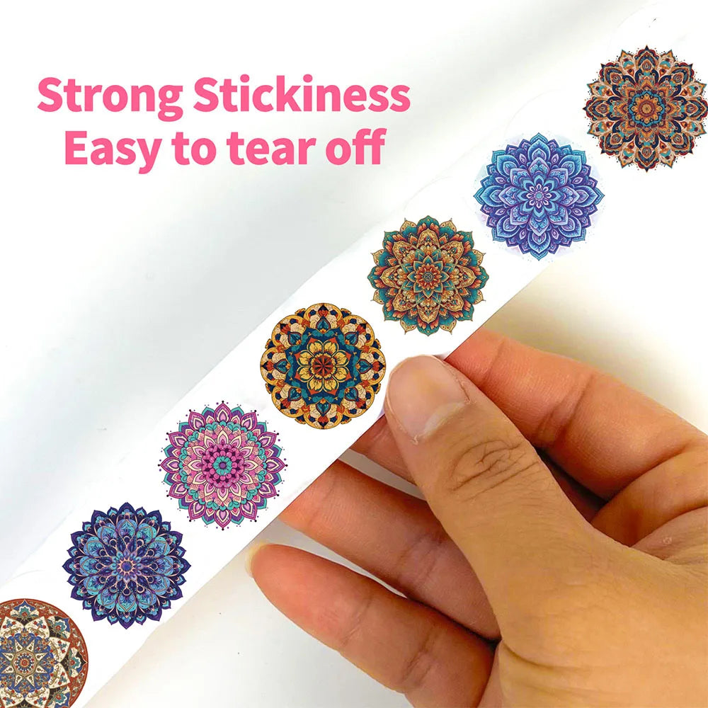 500PCS Mandala Pattern Roll Sticker Kawaii Notebook Refrigerator Travel Phone  Waterproof Cartoon Scrapbook Aesthetic Stickers