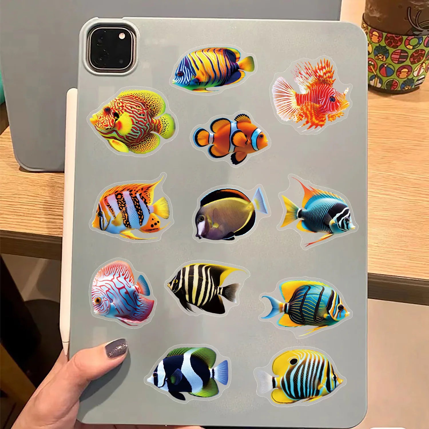 50/100 Pcs PET Transparent Marine Fish Clownfish Stickers Thick Waterproof for Phone Case Scrapbook Suitcase Cup Aquarium Decals