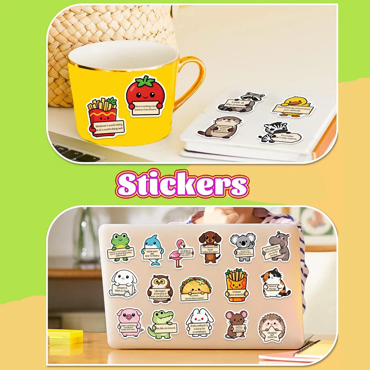 100PCS Cartoon Animal Emotional Support MEME Graffiti Stickers DIY Decoration Guitar Notebook Luggage DIY
