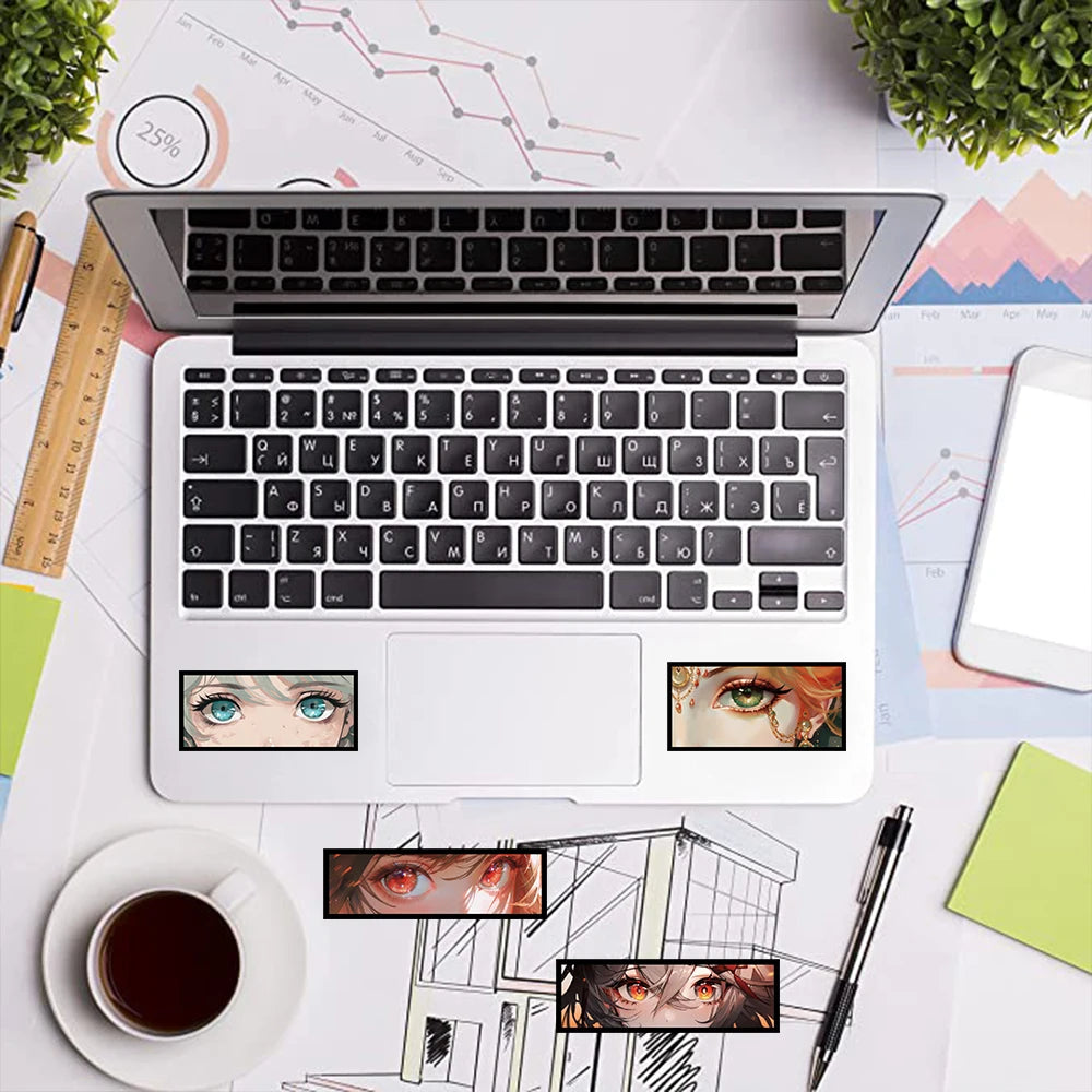 50PCS Cute Eyes Stickers Aesthetic Phone Personalized DIY PVC Wall Car Coffee Bar Home Scrapbooking Living Room Sticker