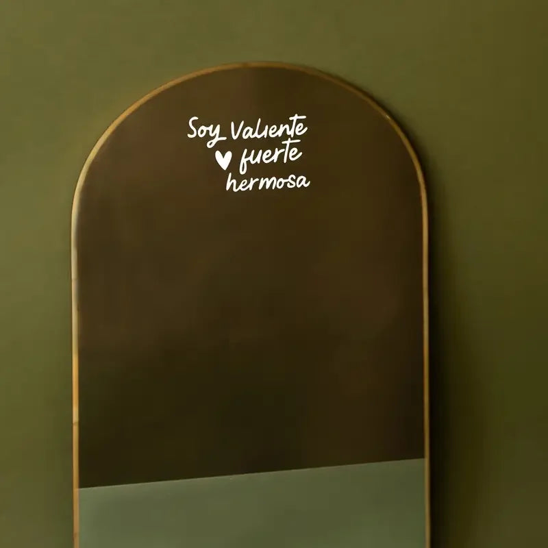 I am Brave, Strong and Beautiful" Inspirational Quote Mirror Sticker - Waterproof Vinyl, Self-Adhesive Decoration for Bathroom M
