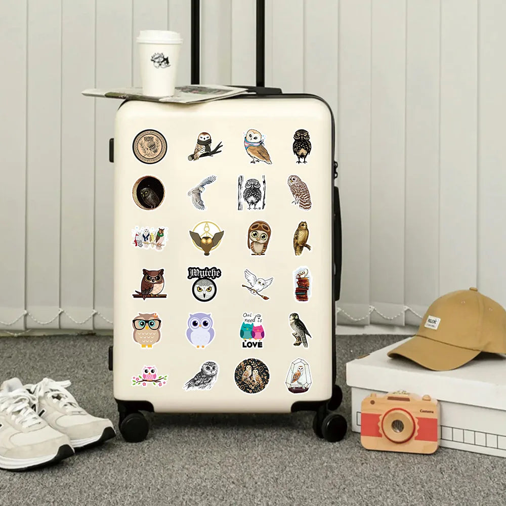 50-Pack Animal Owl Graffiti Stickers Waterproof Cartoon Decals for Notebooks Skateboards Luggage Fun Stationery Supplies Sticker