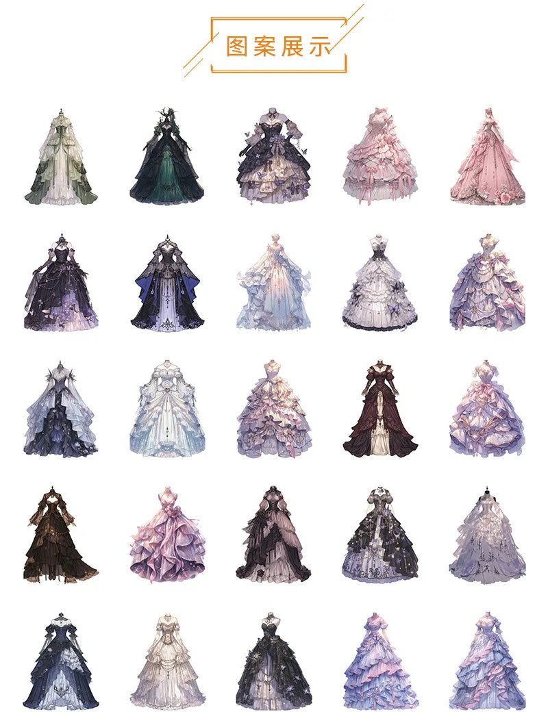 50 Pcs Princess Dress/Cartoon Ballet Animals Stickers Elegant Fashion Waterproof Decorative Stickers Decals