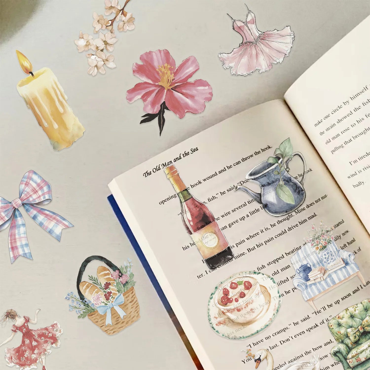 50/100PCS Transparent PET Watercolor Garden Stickers Waterproof Decoration Guitar Notebook Stationery Laptop