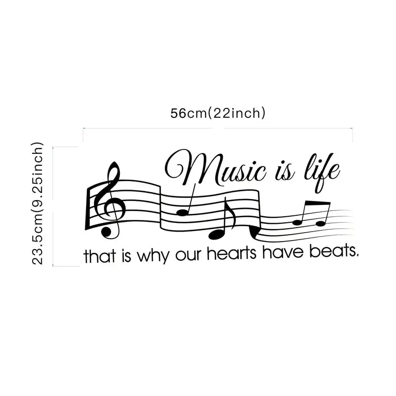 Vinyl Sticker for Wall Decor: 'Music Is Life, And That'S Why Our Hearts Have Rhythms.' Perfect for Bedroom Art And Home Decorati