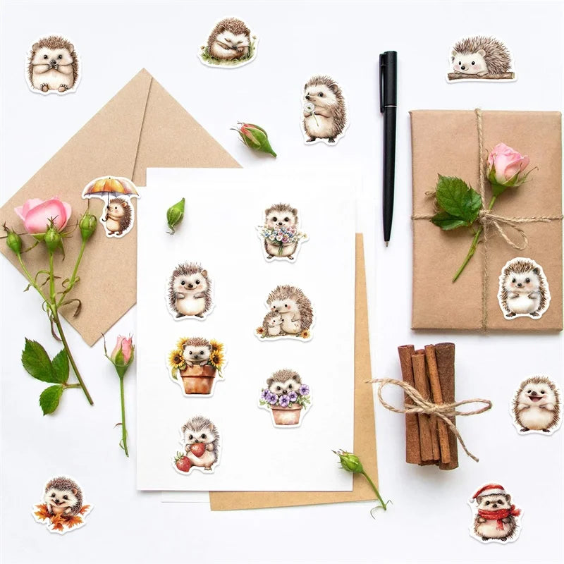 10/30/50PCS Kawaii Simple Hedgehog PVC Sticky Stickers Aesthetic DIY Colored Phone Laptop Luggage Skateboard Graffiti Decals