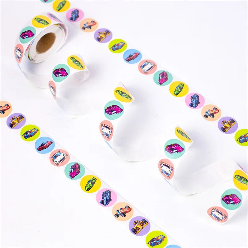 500PCS Cartoon Speed Car Sticky Paper Sticker Labels Thank You Sticker Sealing Stationery Supplies DIY Decoration Scrapbooking