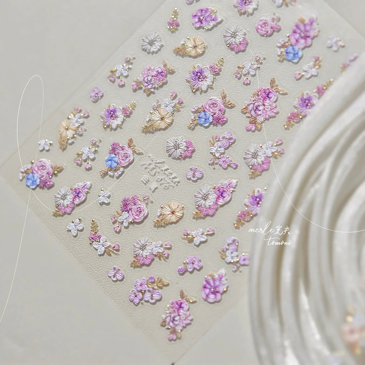 Metal Nail Stickers Exquisite Embroidered Rose Nail Art Accessories Stickers Back Glue Flowers Nail Charms Decals Manicure Tools