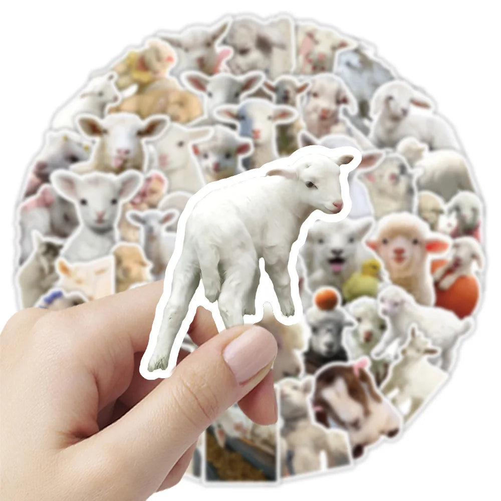 50/100PCS Realistic Sheep Stickers Cute Sheep Animal Emojis Mobile Stationery Notebook Water Bottles Waterproof Stickers
