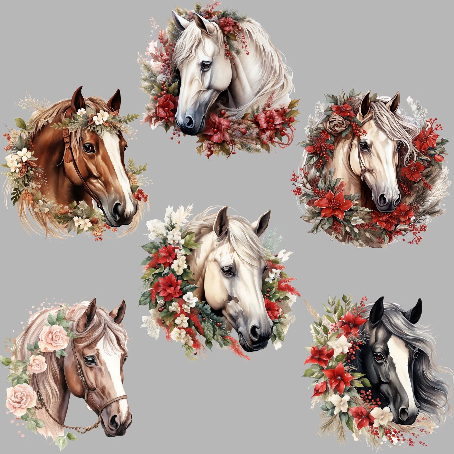 6 sheets chestnut pony flower DIY theme hot stamping stickers T-shirt heat transfer DIY clothing, washable heat transfer sticker