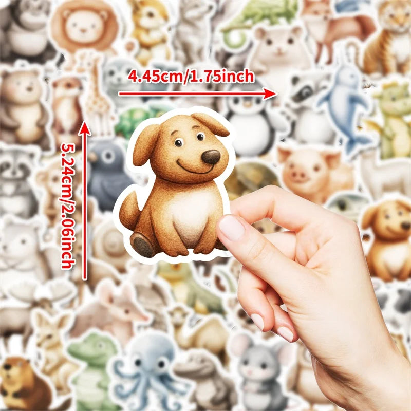 10/30/50PCS 3D Simple Animal Sticky PVC Sticker Aesthetic Children's Stationery DIY Decoration Scrapbooking School Supplies
