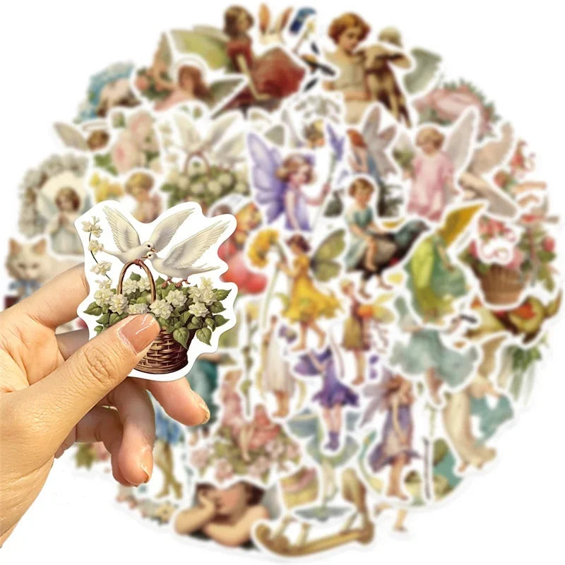 10/30/50PCS Vintage Painting Angel PVC Sticker Aesthetic Chidlren's Stationery Decoration Scrapbooking School Supplies for Kids