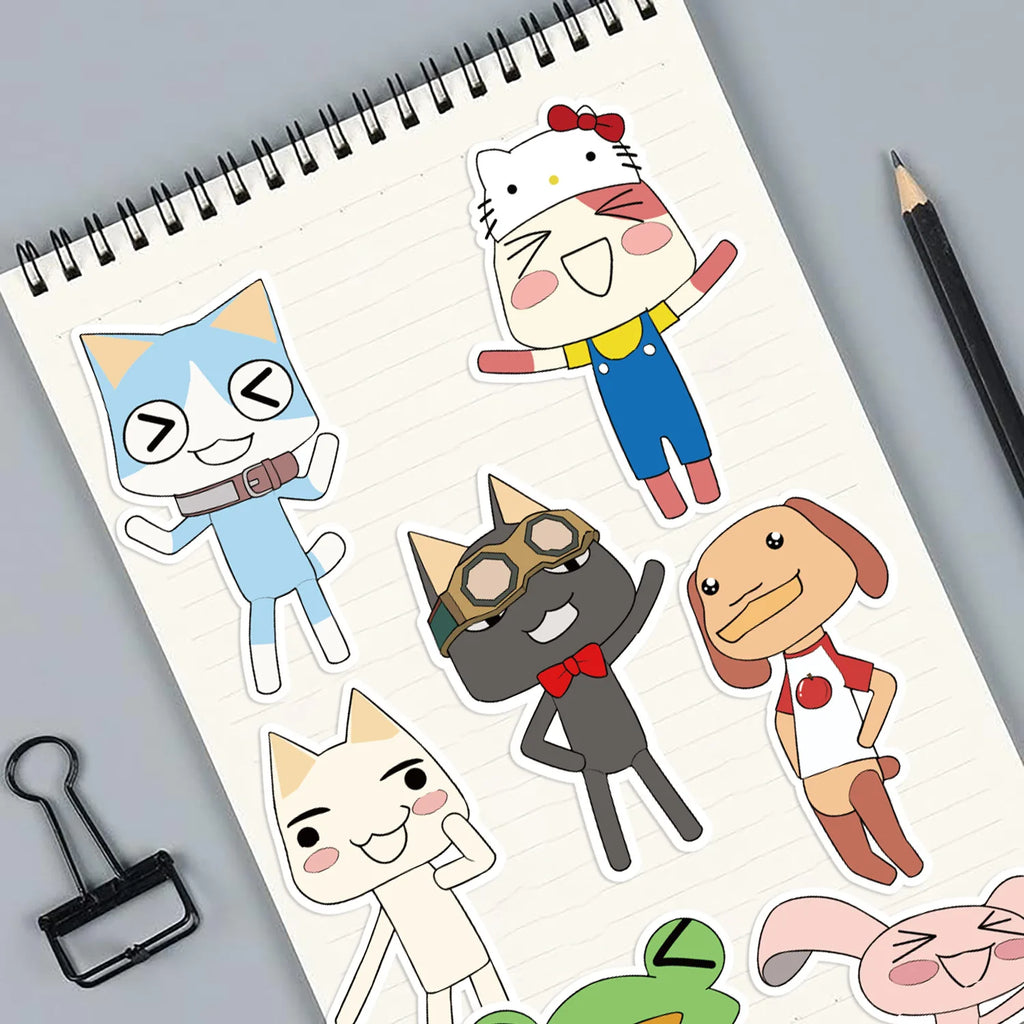 8/24PCS Cute Cartoon Doro Cat Face Changing Stickers Make a Face Waterproof Handbag Stickers DIY Decorative Notebook Stationery