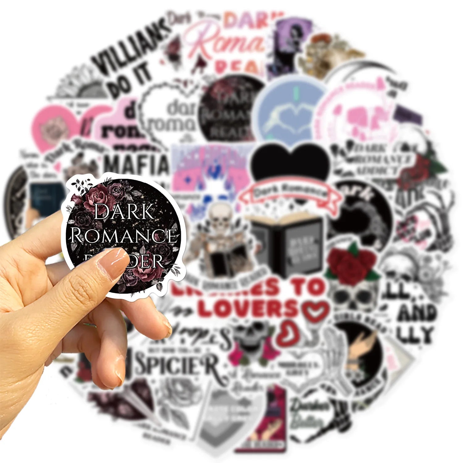 50-Pack Dark Romantic Reading Graffiti Stickers Guitar Notebook Luggage Student Stationery DIY Waterproof Art Decals