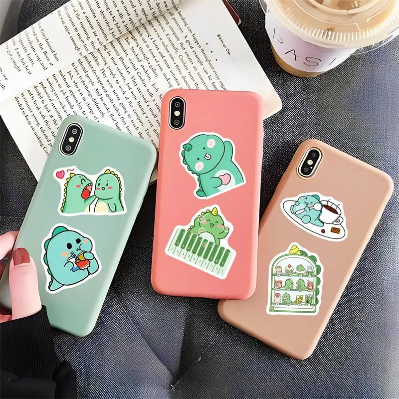 10/30/50PCS Kawaii Green Dinosaur PVC Sticker Aesthetic Korean Children's Decoration Scrapbooking Stationery School Supplies